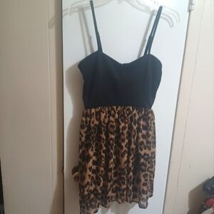 Charlotte Russe Black and Leopard Print dress size M